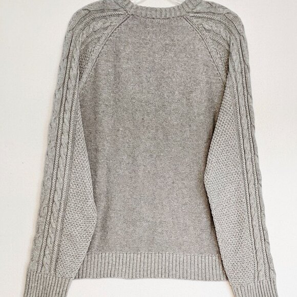 Gap Chunky Cable Knit Cotton Fisherman Sweater Gray XL Classic Preppy - Picture 4 of 6
